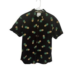 Pineapple‎ Print Button Up Short Sleeve Tropical Hawaiian Shirt